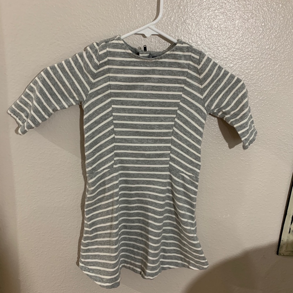 Gray and White Striped Skater Dress